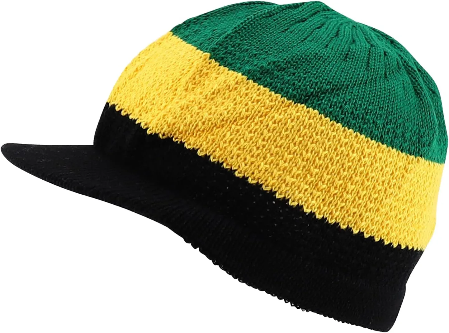 100% Cotton Rasta Knit Beanie Visor