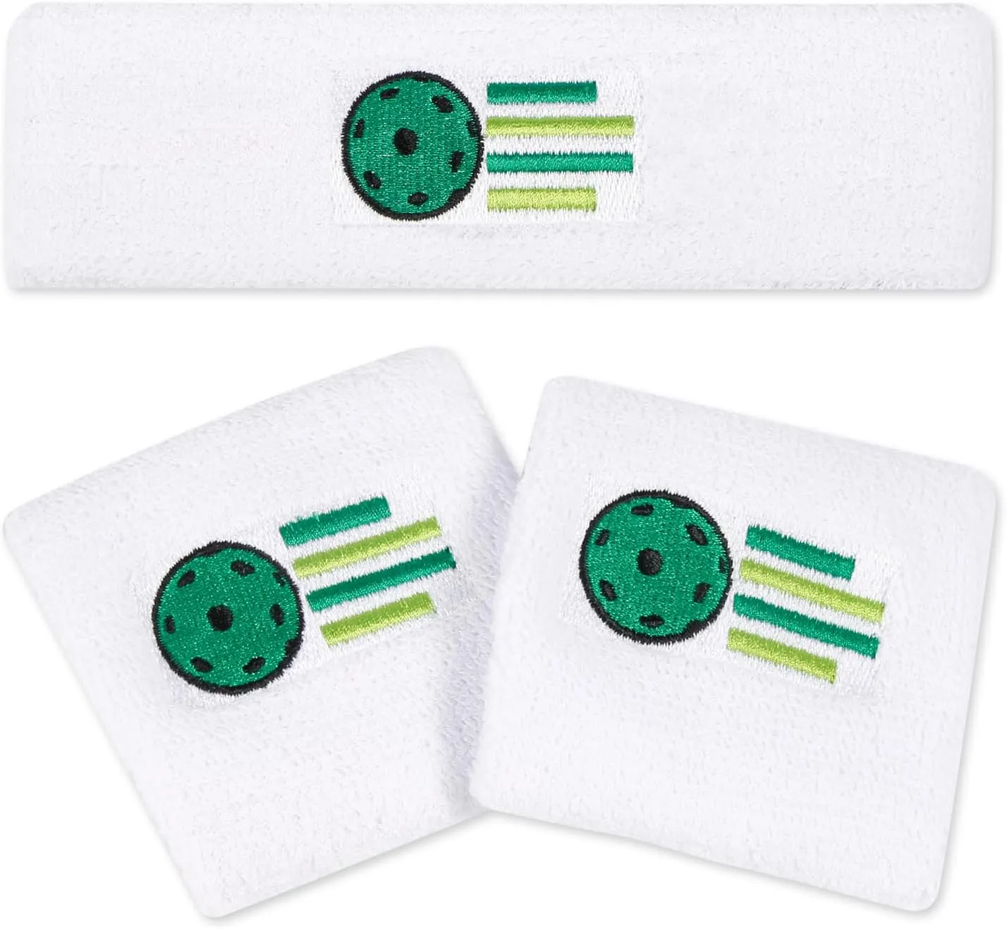 3pcs Pickleball Sweatband Set, Pickleball Men Women Accessories Headband Wristband, Sport Head and Wrist Sweat Band for Pickleball Equipment Golf Tennis Great Gift