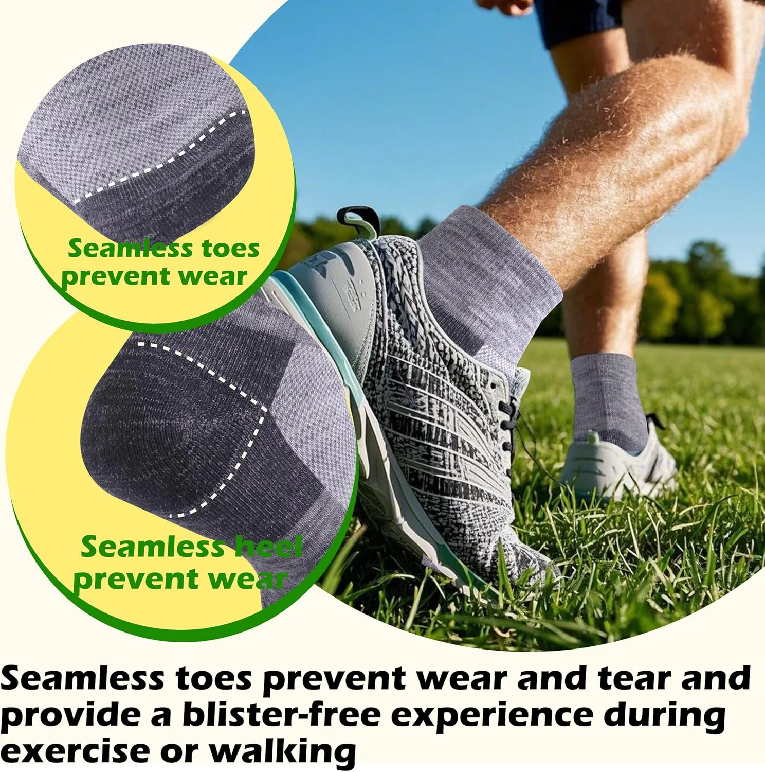 90% Merino Wool Socks for Men Athletic Ankle Socks for Women with Arch Support Breathable Soft Wool Ankle,3 Pairs