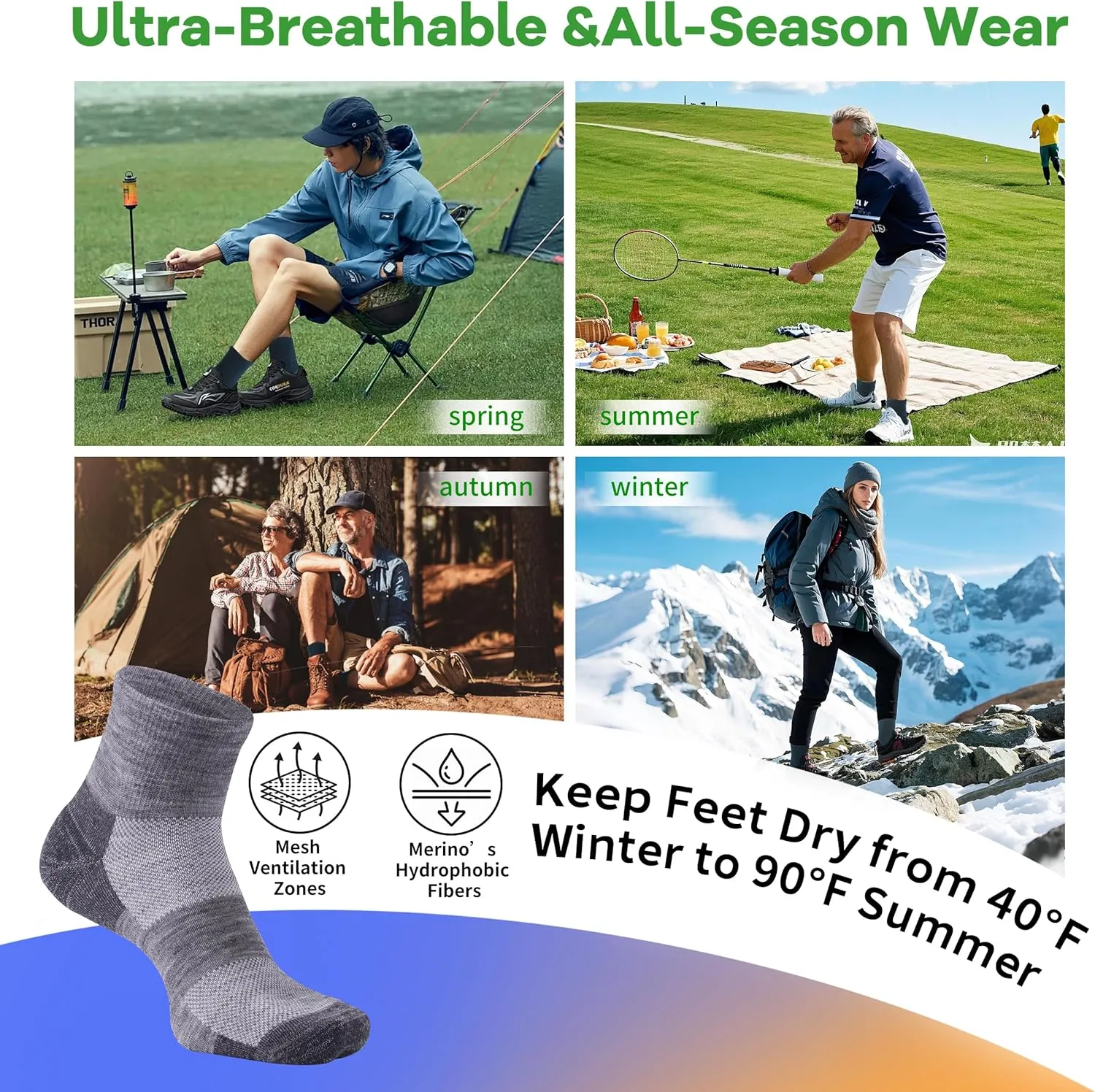 90% Merino Wool Socks for Men Athletic Ankle Socks for Women with Arch Support Breathable Soft Wool Ankle,3 Pairs