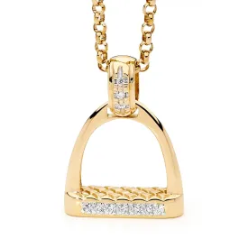 9ct Yellow Gold Medium Diamond Set Stirrup and Bale Pendant