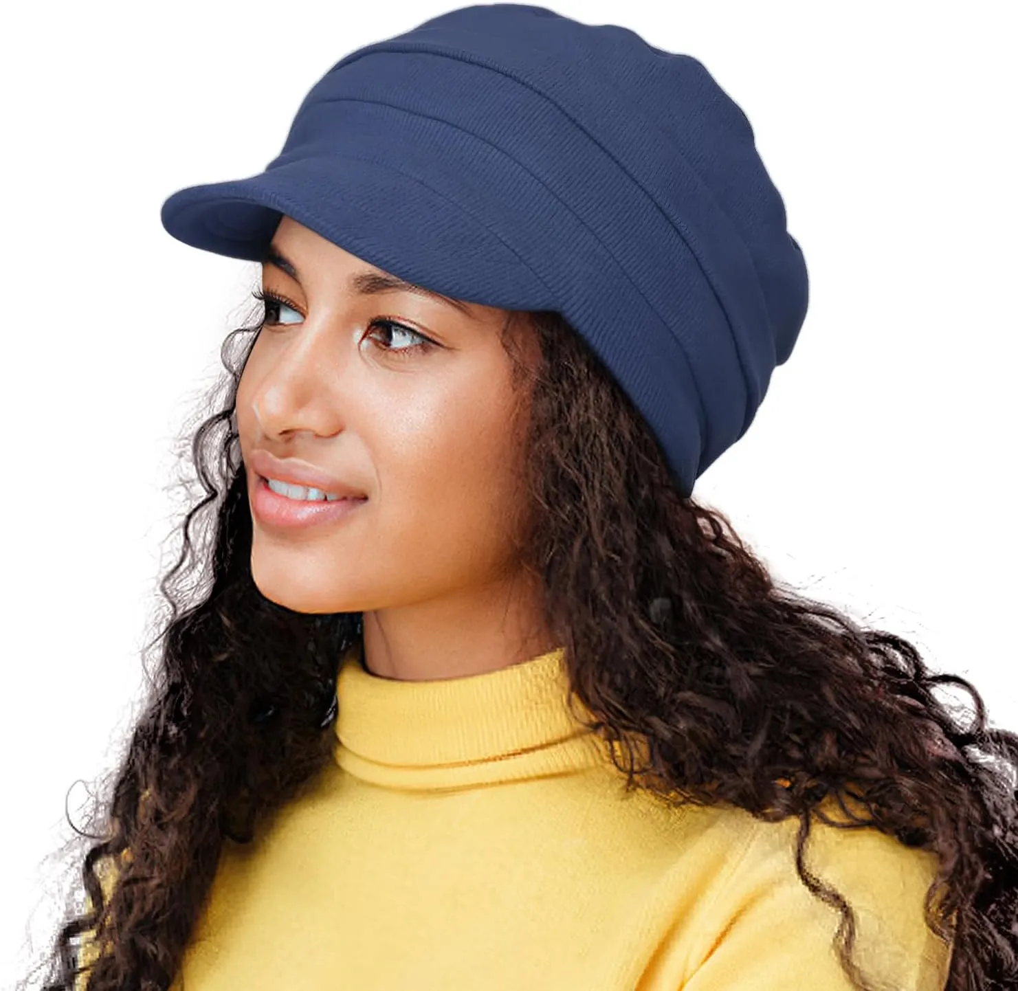 Alnorm Oversize Satin Lined Baseball Cap Newsboy Cap Winter Hat for Frizzy Curly Hair