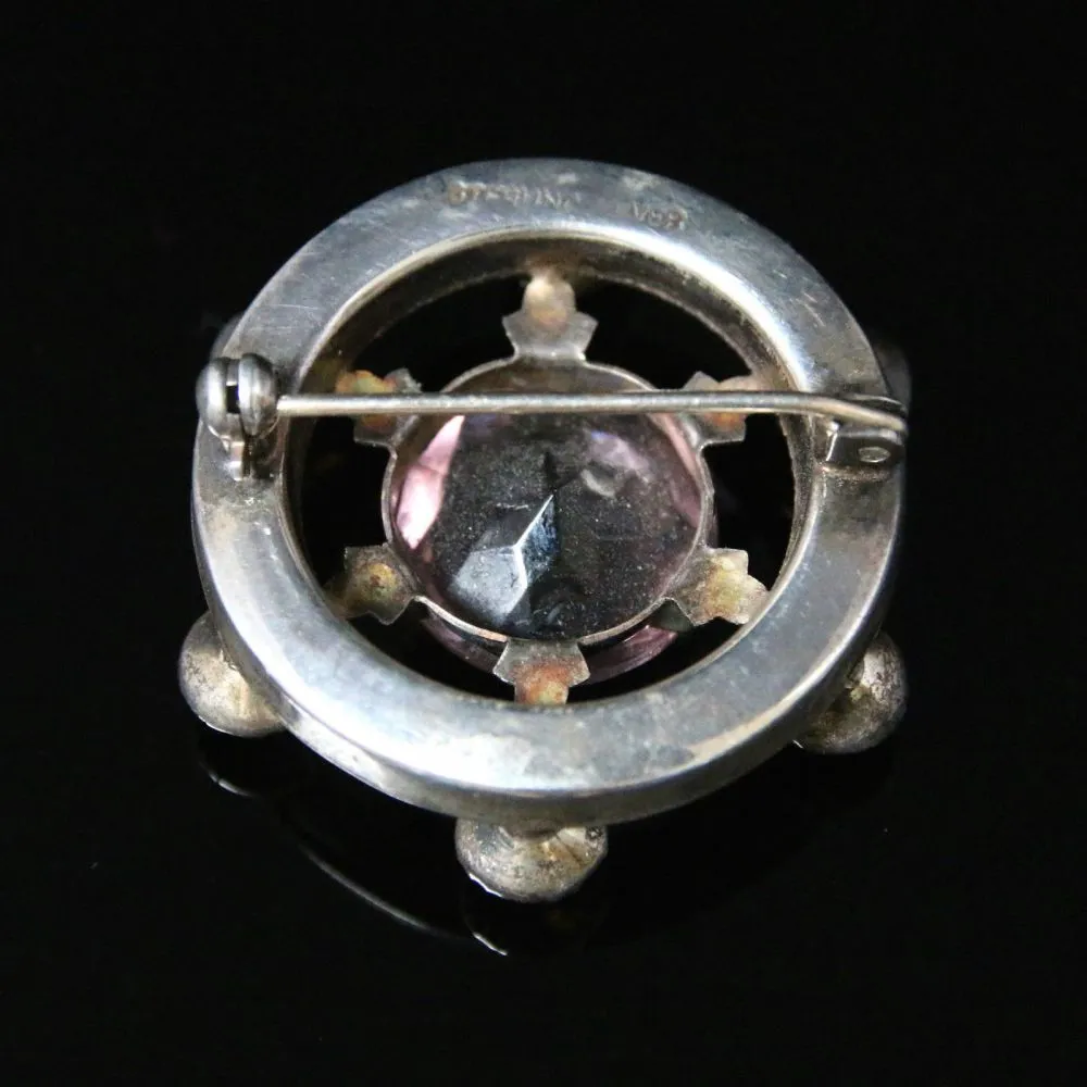 Antique Scottish Cairngorm Thistle Brooch - Sterling Silver