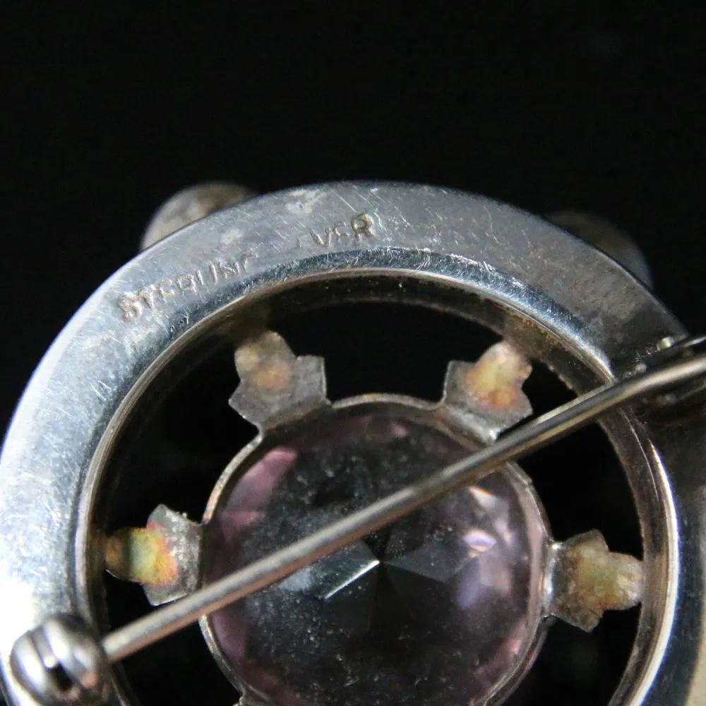 Antique Scottish Cairngorm Thistle Brooch - Sterling Silver
