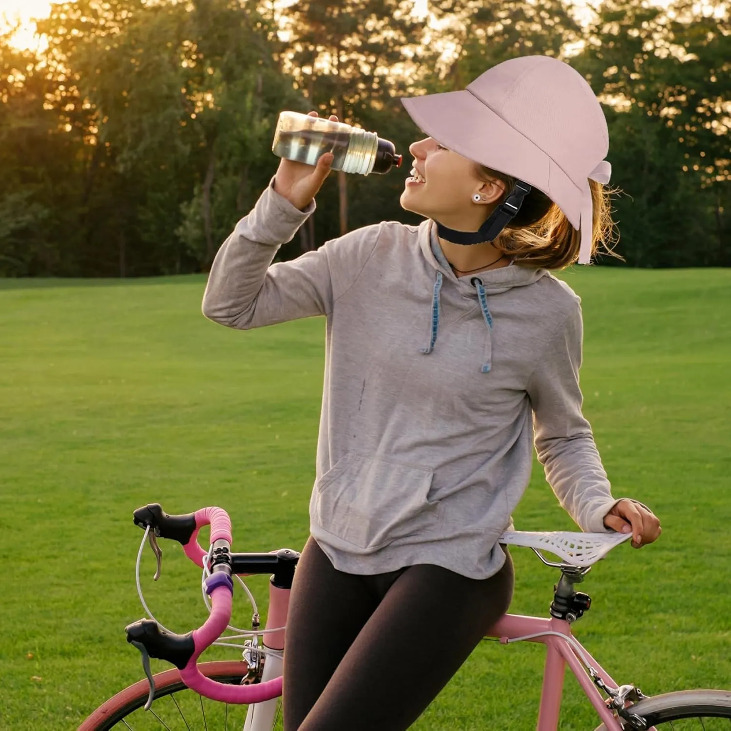 Bicycle Helmet Women, Bicycle Helmet Wide Brim UV Protection Adjustable Shaped Unisex Cycling Hat Safe Comfortable Sun Hat Bike Helmet for School Cycling Riding, Bicycle Helmet