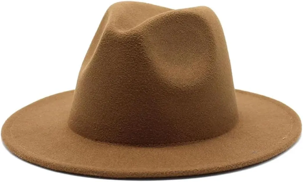 Big Brim Hats for Women British Style Vintage Church Hats Lady Flat Brim Jazz Cap Autumn Winter Womens Felt Hat
