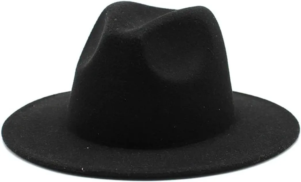 Big Brim Hats for Women British Style Vintage Church Hats Lady Flat Brim Jazz Cap Autumn Winter Womens Felt Hat