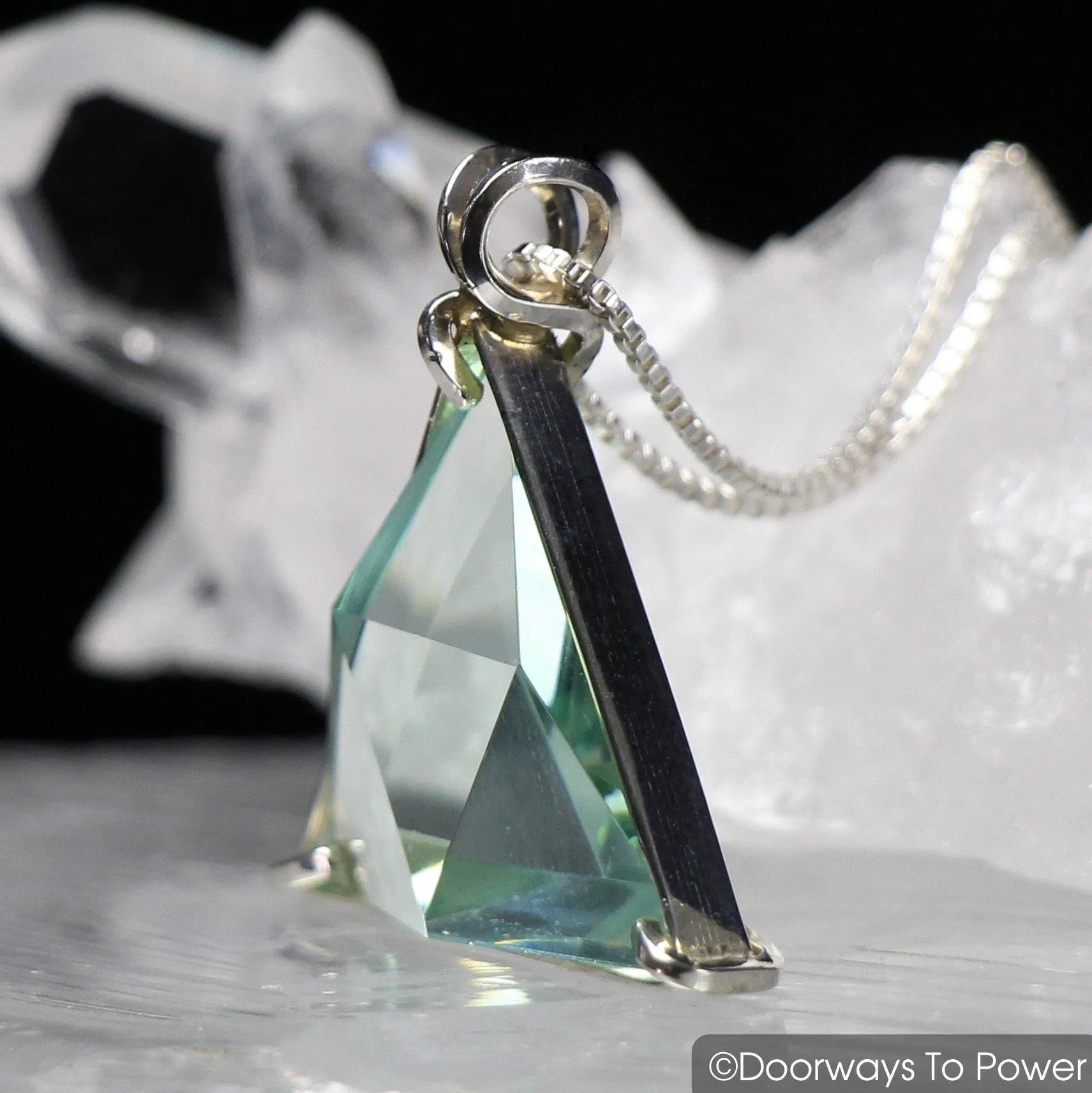 Blue Green Obsidian Star of David Vogel Casa Crystal Pendant