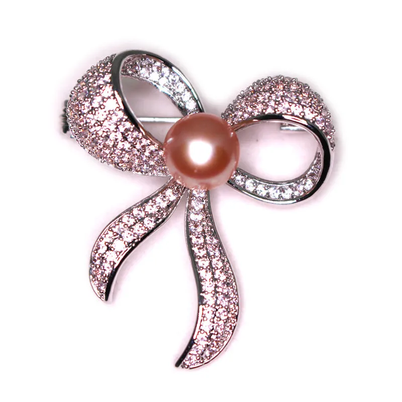 Bow Tie Pearl Brooch