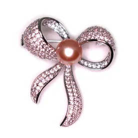Bow Tie Pearl Brooch