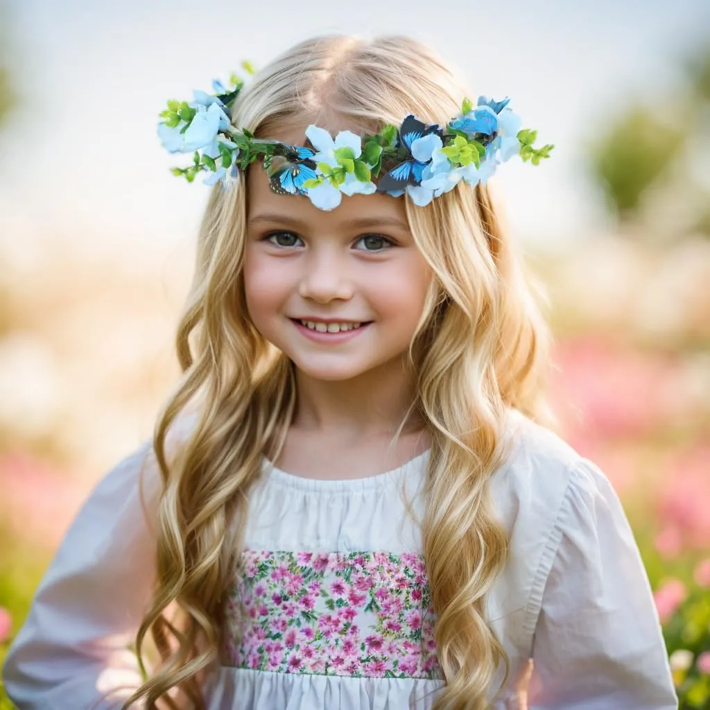 Butterfly Flower Crown for Women Girls Fairy Flower Headband Crown Adjustable Wedding Festival Floral Hair Wreath Blue