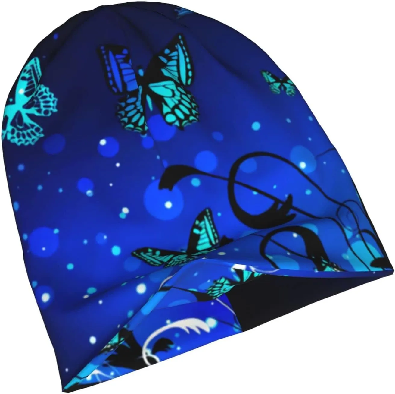 Butterfly Pattern Beanie Chemo Hat Cancer Headwear Knitted Hats Baggy Slouchy Scarf Cap for Adults Women Men