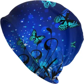 Butterfly Pattern Beanie Chemo Hat Cancer Headwear Knitted Hats Baggy Slouchy Scarf Cap for Adults Women Men