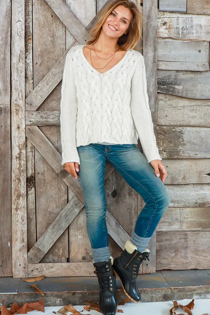 Cobblestone Cable V Sweater