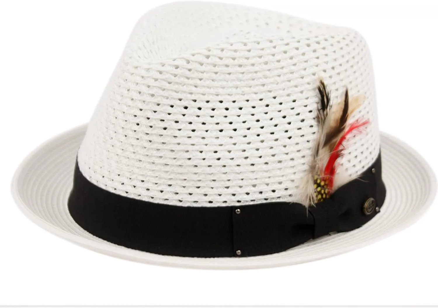 Epoch Men's Classy Travel Crushable 2tone Derby Fedora Upturn Curl Brim Hat (US, Alpha, Large, X-Large, F2682 White)