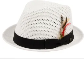 Epoch Men's Classy Travel Crushable 2tone Derby Fedora Upturn Curl Brim Hat (US, Alpha, Large, X-Large, F2682 White)