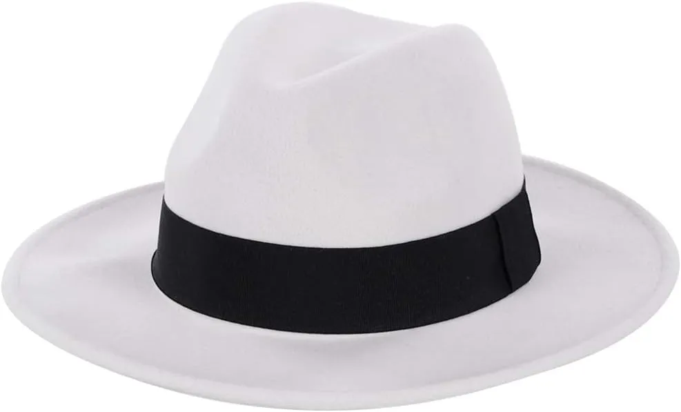 FORBUSITE Wool Felt Wide Brim Fedora Hats for Women Men