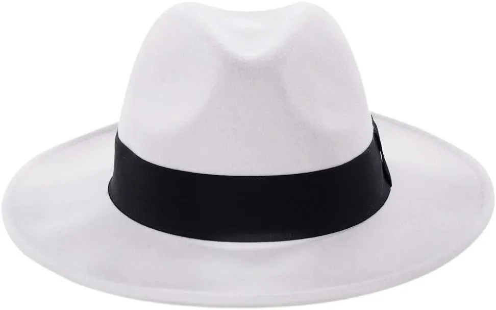 FORBUSITE Wool Felt Wide Brim Fedora Hats for Women Men
