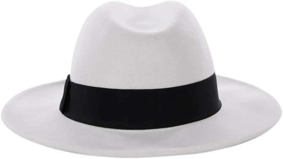FORBUSITE Wool Felt Wide Brim Fedora Hats for Women Men