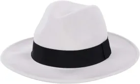 FORBUSITE Wool Felt Wide Brim Fedora Hats for Women Men