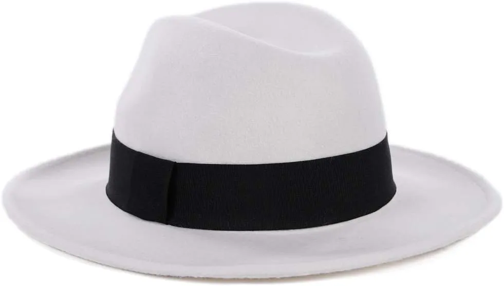 FORBUSITE Wool Felt Wide Brim Fedora Hats for Women Men