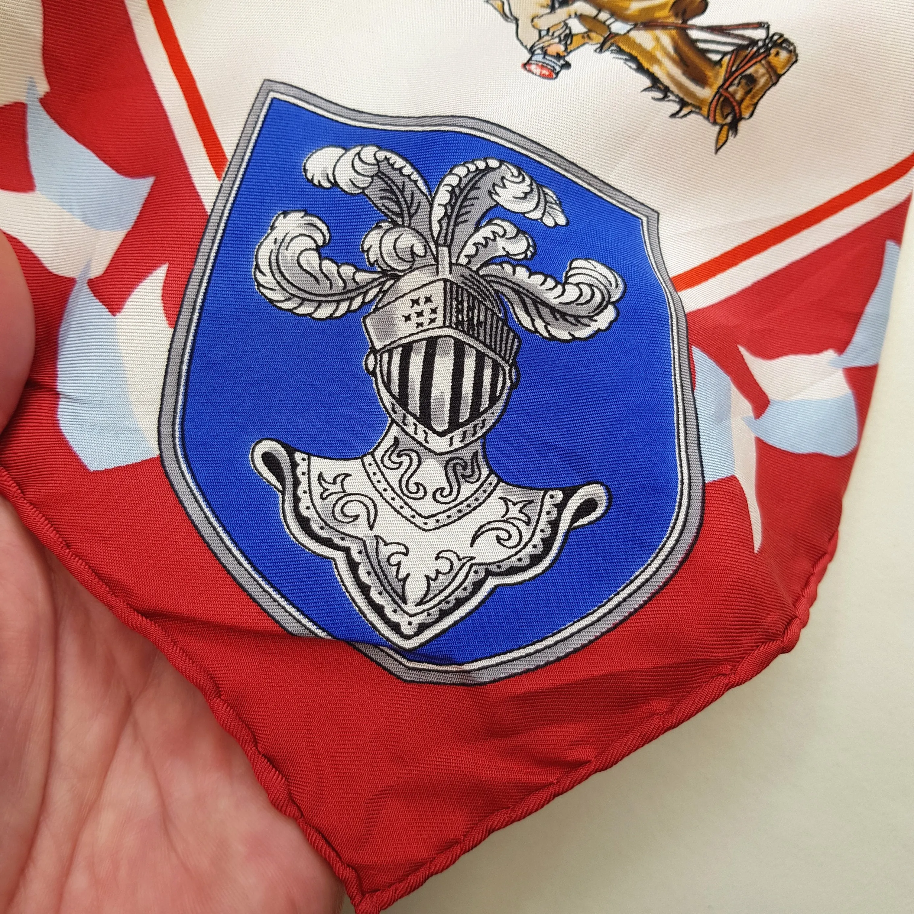 French Silk Scarf Carrousel De Saumur Military Equestrian Festival Printed Vintage Boxed Circa 1970's