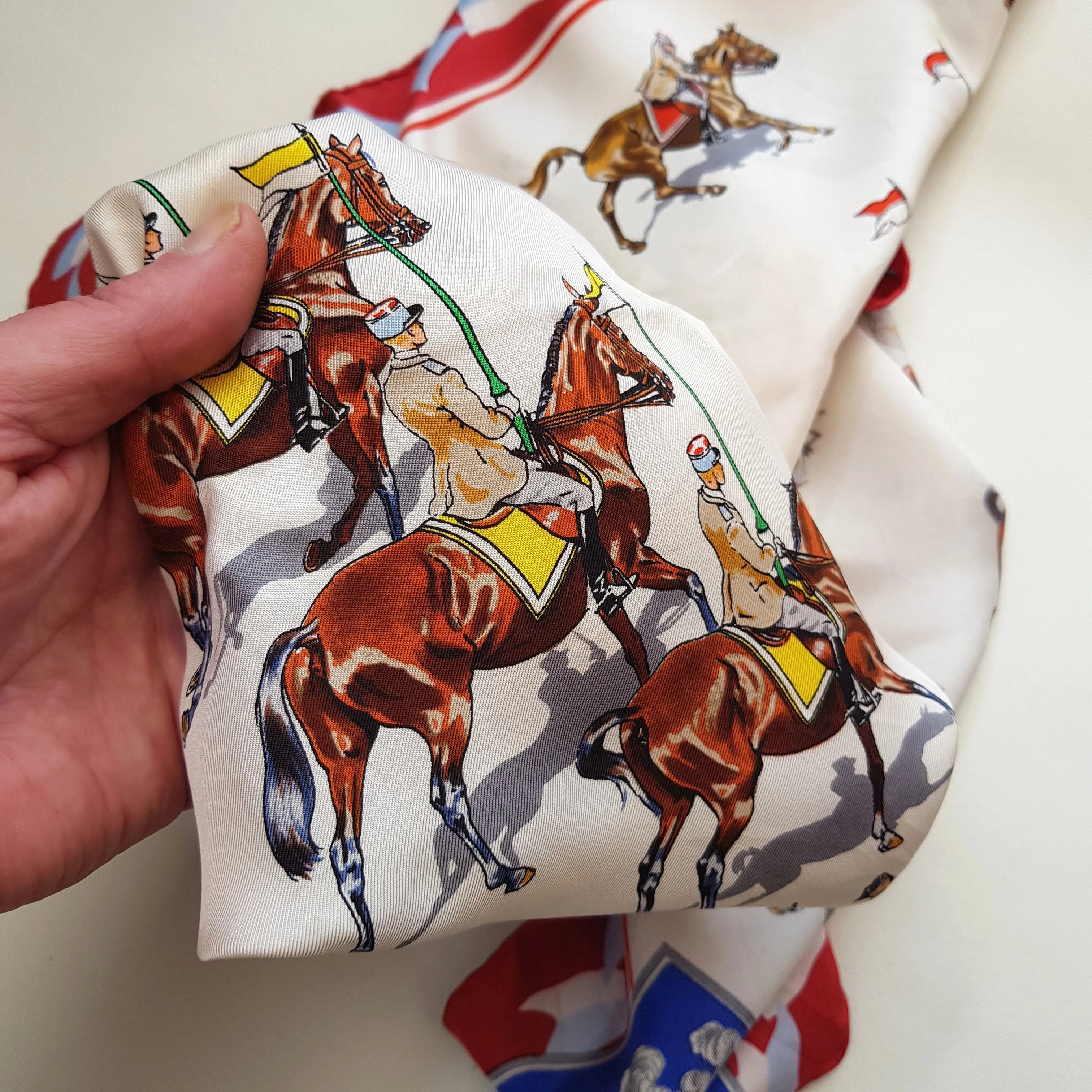 French Silk Scarf Carrousel De Saumur Military Equestrian Festival Printed Vintage Boxed Circa 1970's