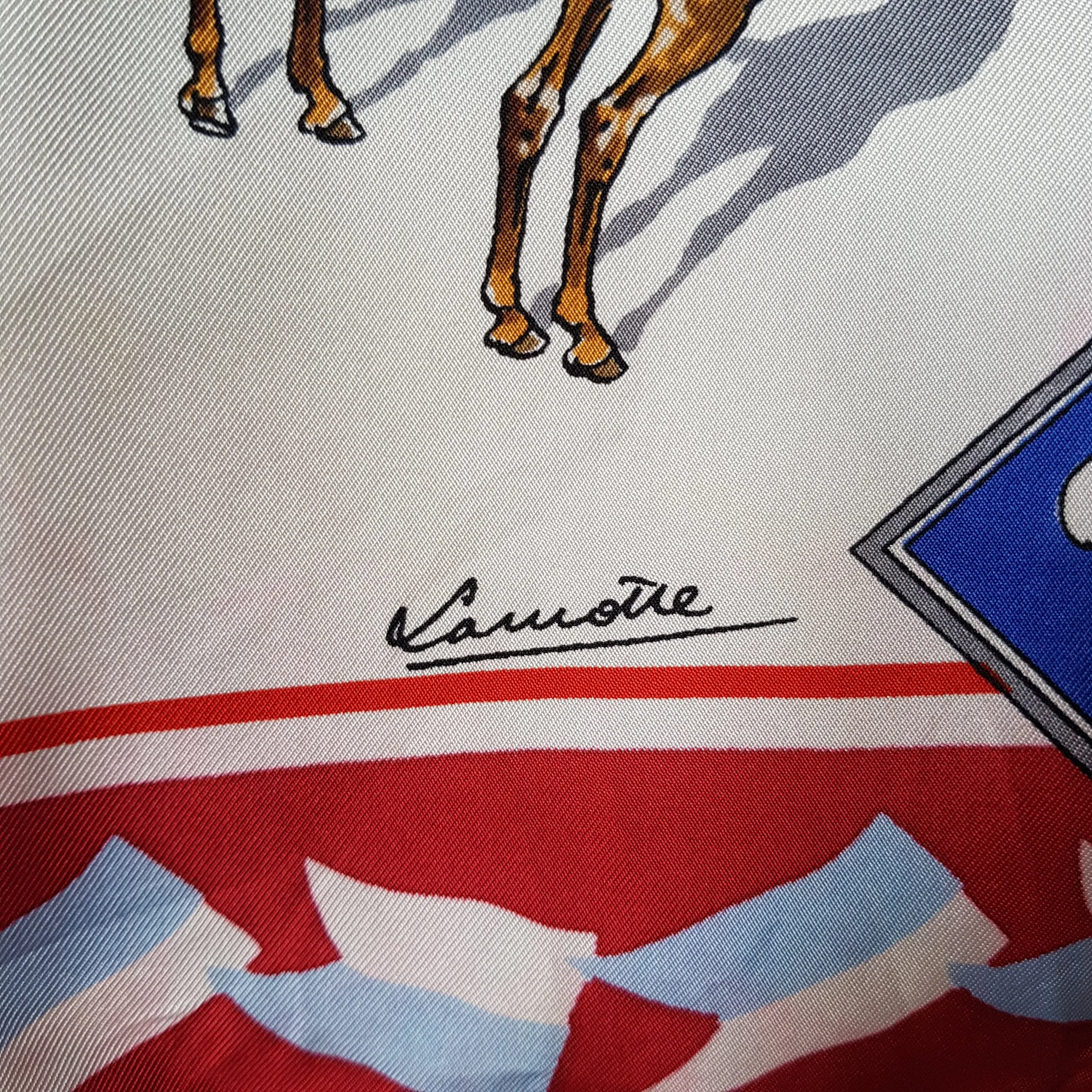 French Silk Scarf Carrousel De Saumur Military Equestrian Festival Printed Vintage Boxed Circa 1970's
