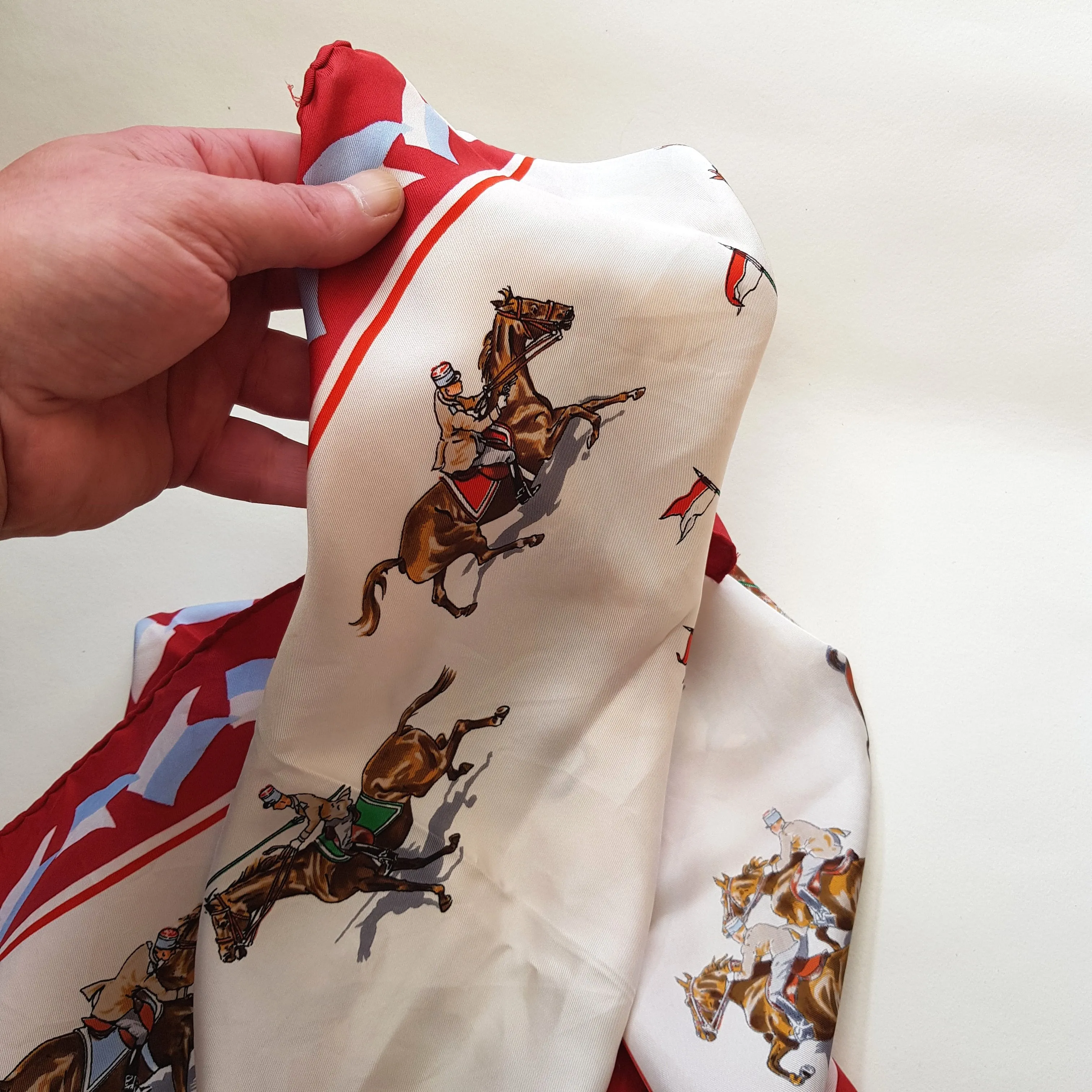 French Silk Scarf Carrousel De Saumur Military Equestrian Festival Printed Vintage Boxed Circa 1970's