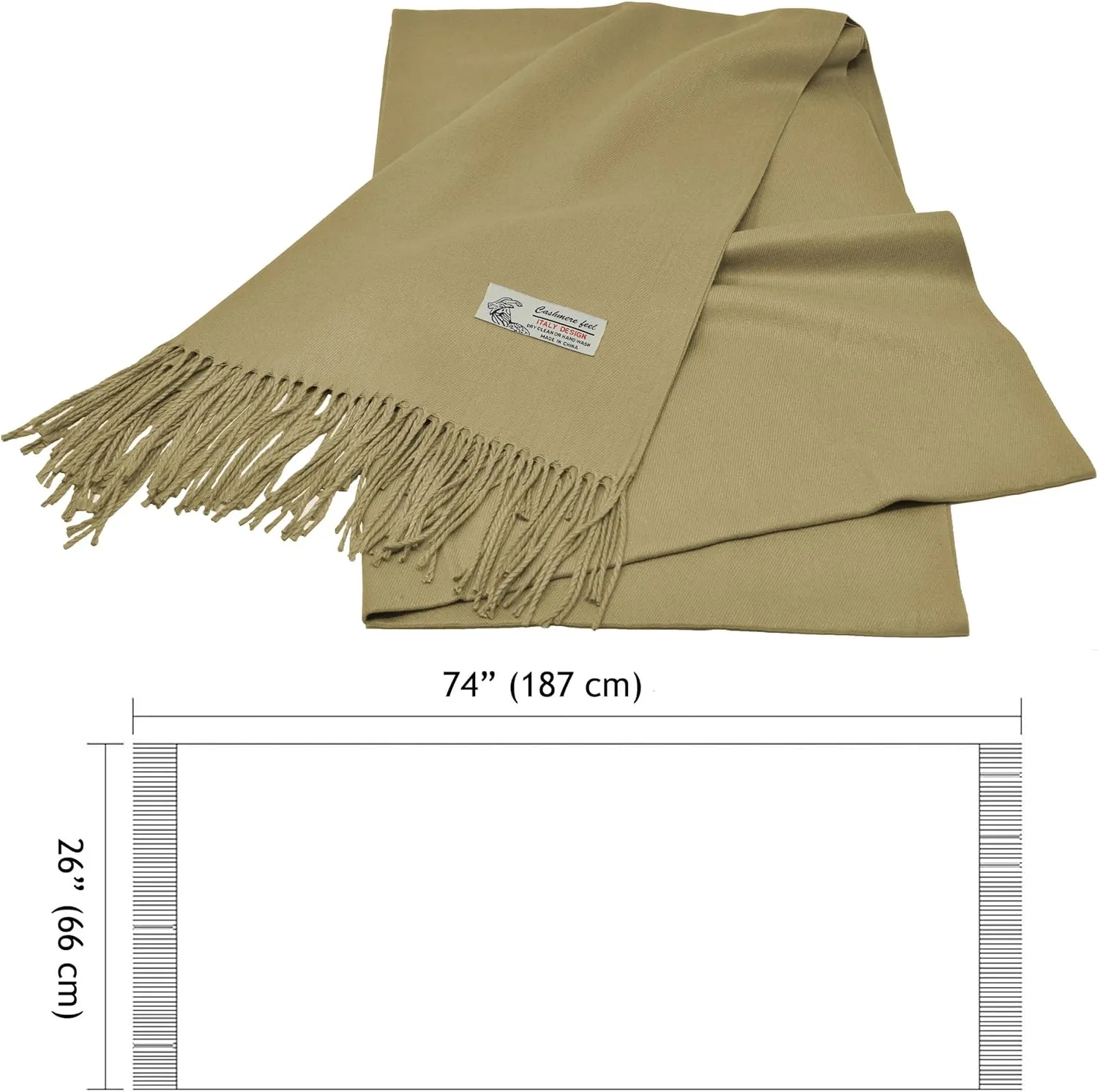 Glory Max Unisex Plain Solid Winter Scarf Cashmere Feel Oversized Soft Warm Shawl Wrap 74"x26"