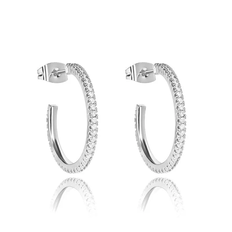 Gold Cubic Zirconia Hoop Earrings