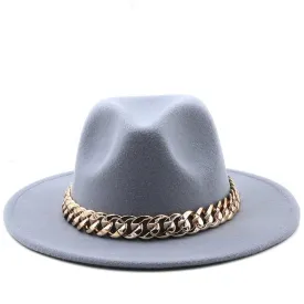 Gray Chain Fedora Hat
