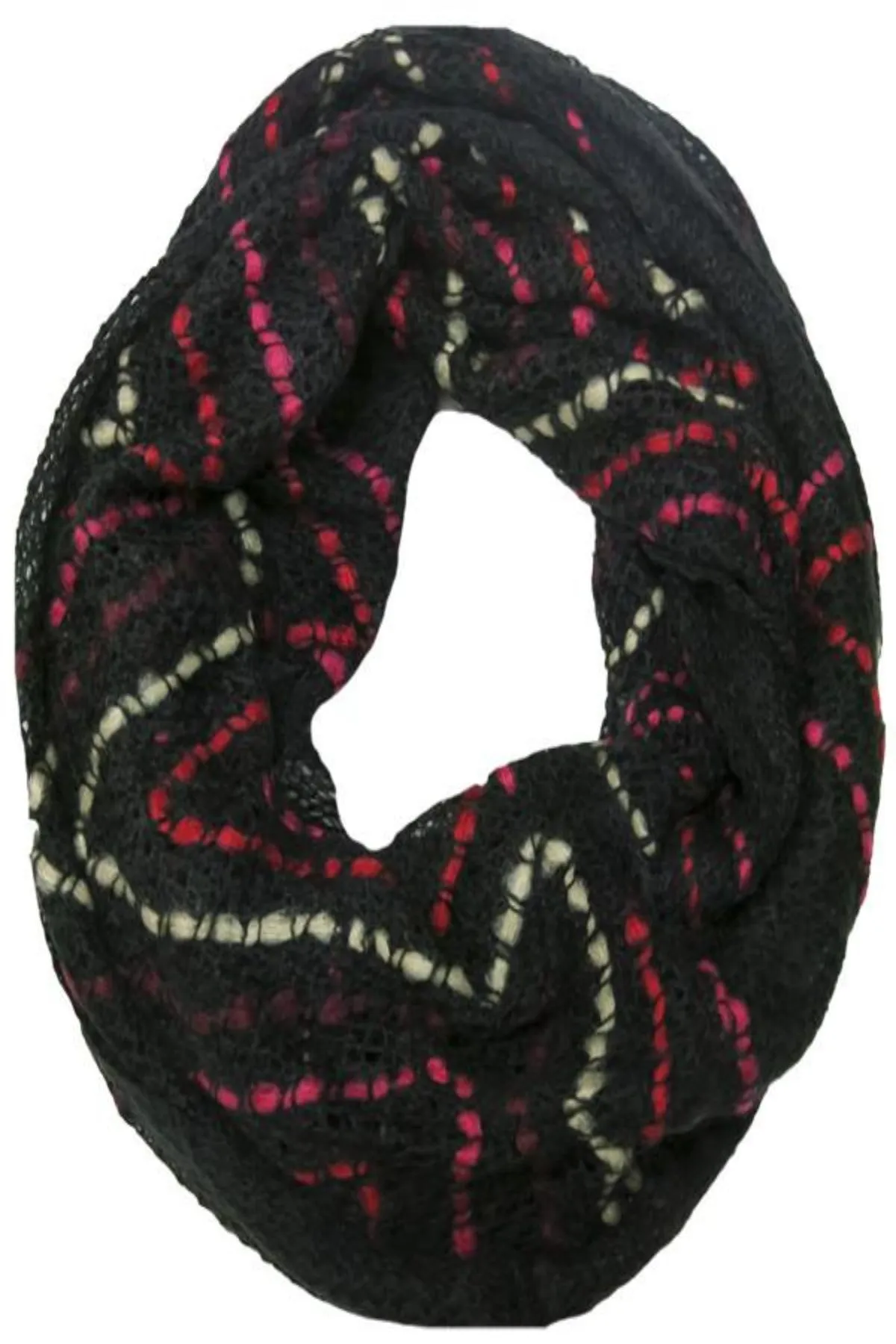 Hand Knit Zig Zag Knit Circle Scarf