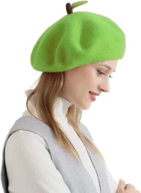 Handmade Wool Beret Hat French Style Needle Felt Flower Beanies Women Winter Autumn Cap