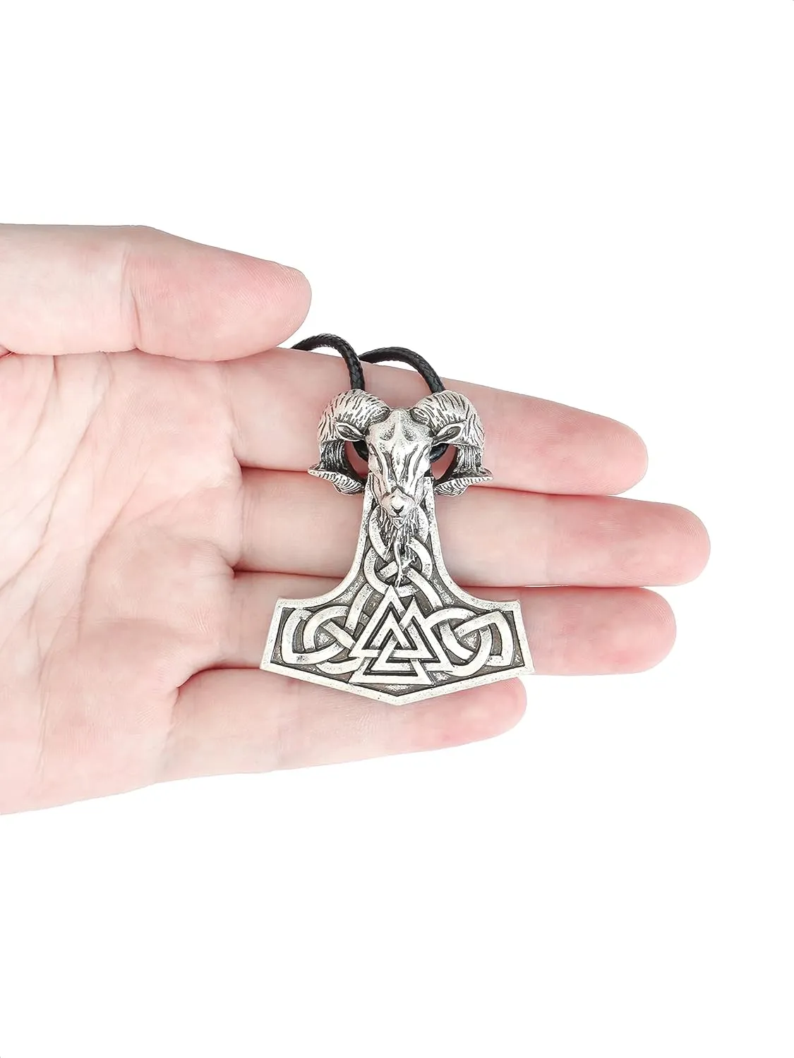 HAQUIL Viking Mjolnir Necklace, Thor Hammer Amulet Pendant, Viking Jewelry Gift for Men