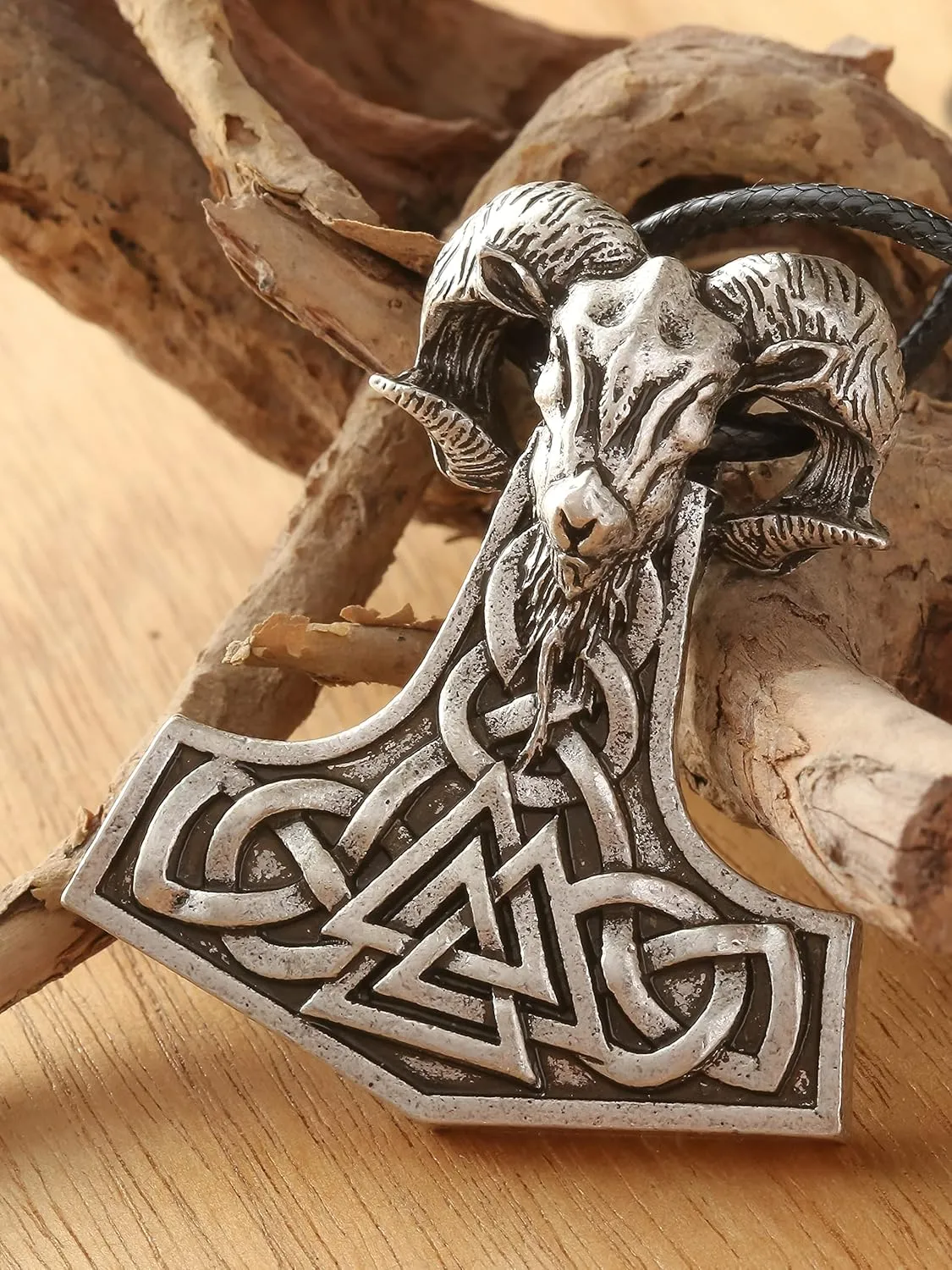 HAQUIL Viking Mjolnir Necklace, Thor Hammer Amulet Pendant, Viking Jewelry Gift for Men