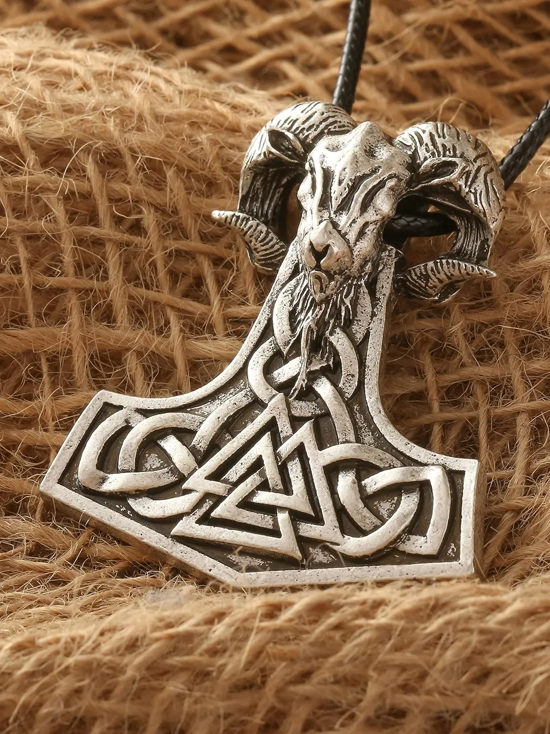 HAQUIL Viking Mjolnir Necklace, Thor Hammer Amulet Pendant, Viking Jewelry Gift for Men
