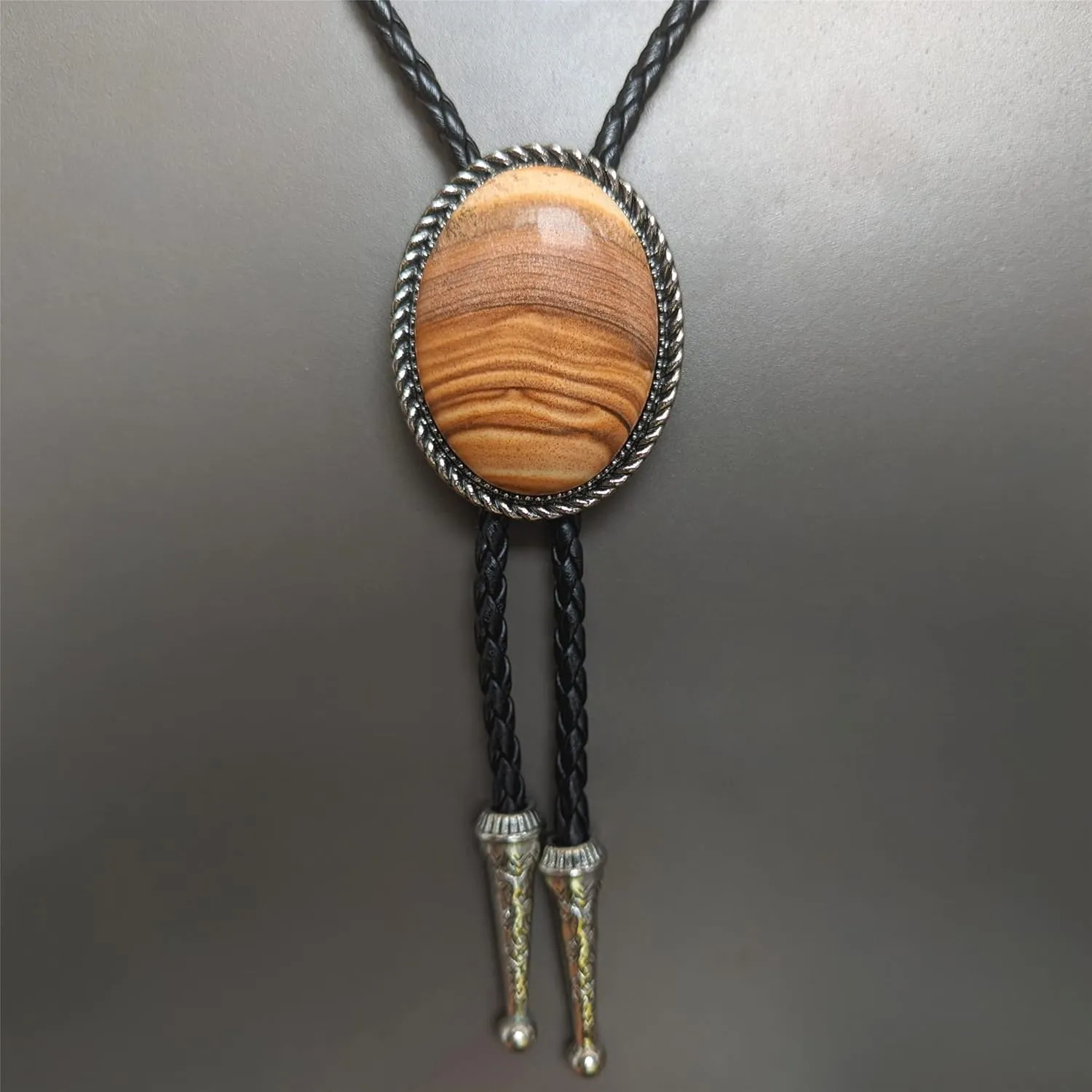 Jade Stone Bola BOLO Tie Wedding Necklace for Men Women Groomsmen Bridegroom - Western Cowboy Necktie