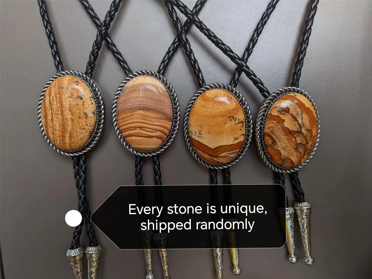 Jade Stone Bola BOLO Tie Wedding Necklace for Men Women Groomsmen Bridegroom - Western Cowboy Necktie
