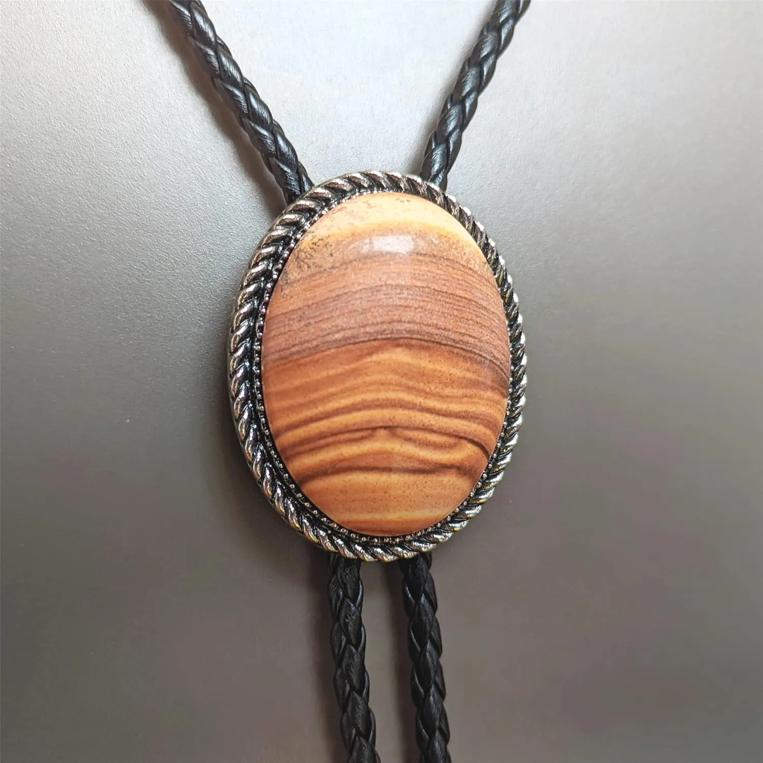 Jade Stone Bola BOLO Tie Wedding Necklace for Men Women Groomsmen Bridegroom - Western Cowboy Necktie