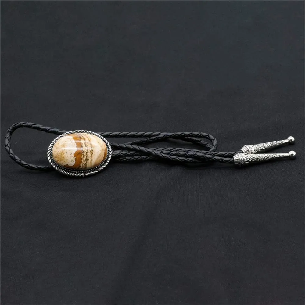 Jade Stone Bola BOLO Tie Wedding Necklace for Men Women Groomsmen Bridegroom - Western Cowboy Necktie