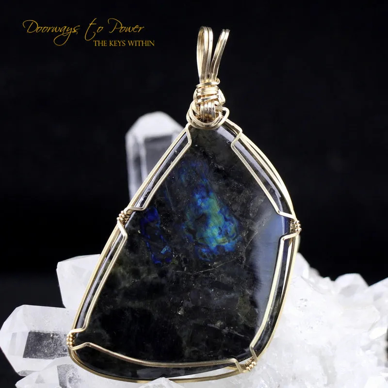 Labradorite Crystal Pendant 14k 'Inter Dimensional Magic'