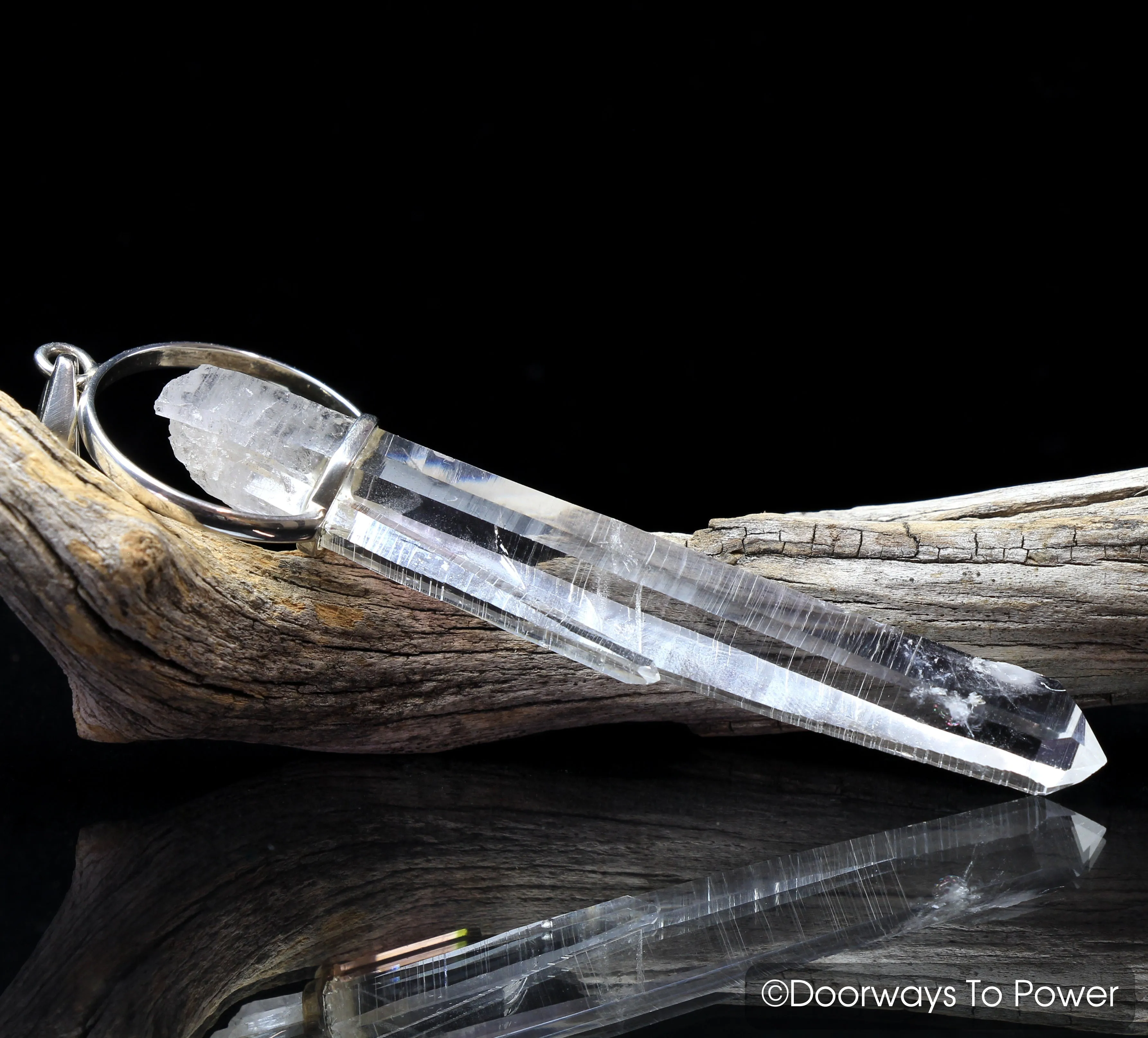Lemurian Seed Quartz & Watermelon Tourmaline Tantric Twin Crystal Pendant