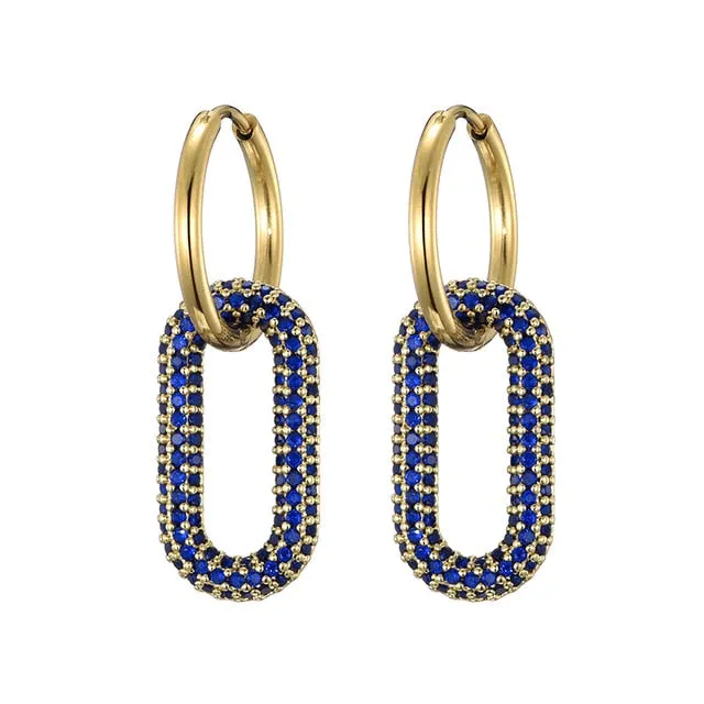 LOVBEAFAS New Round Stainless Steel Hoop Earrings Zirconia Gold Color Copper Oval Rectangle Earrings for Women 2021 Pendientes