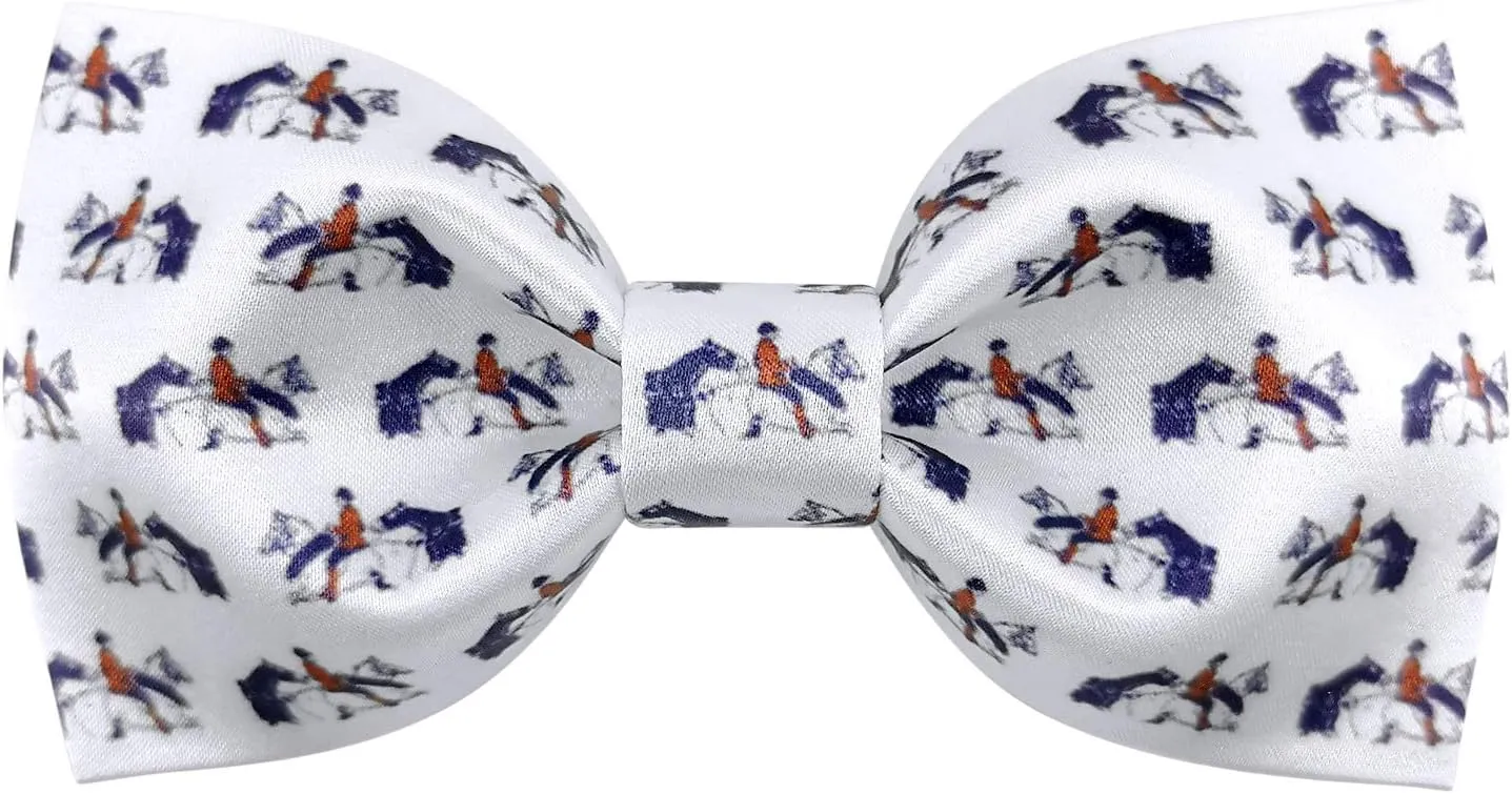 Men's 100% Satin Silk Racehorse Bow Ties Pre-tied Solid Horse Racing Bowtie