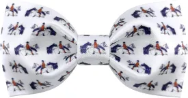 Men's 100% Satin Silk Racehorse Bow Ties Pre-tied Solid Horse Racing Bowtie