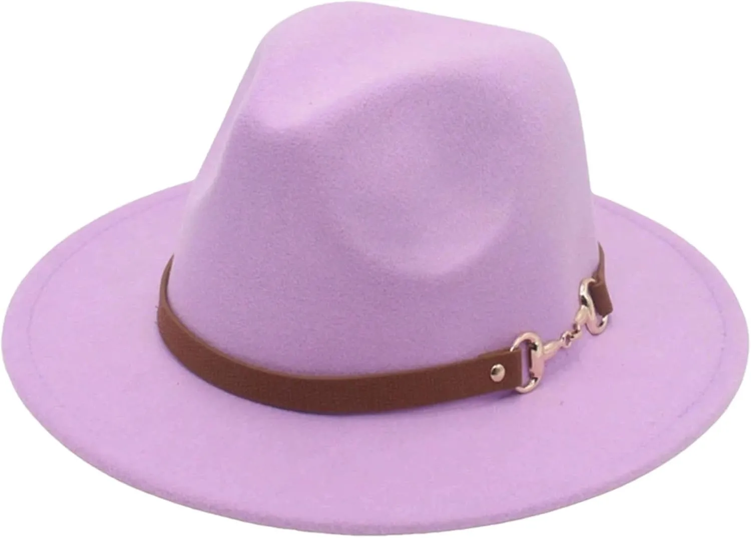 Men's Classic Felt Jazz Hat Wide Brim Panama Hat with Belt Buckle Vintage Fedora Hats