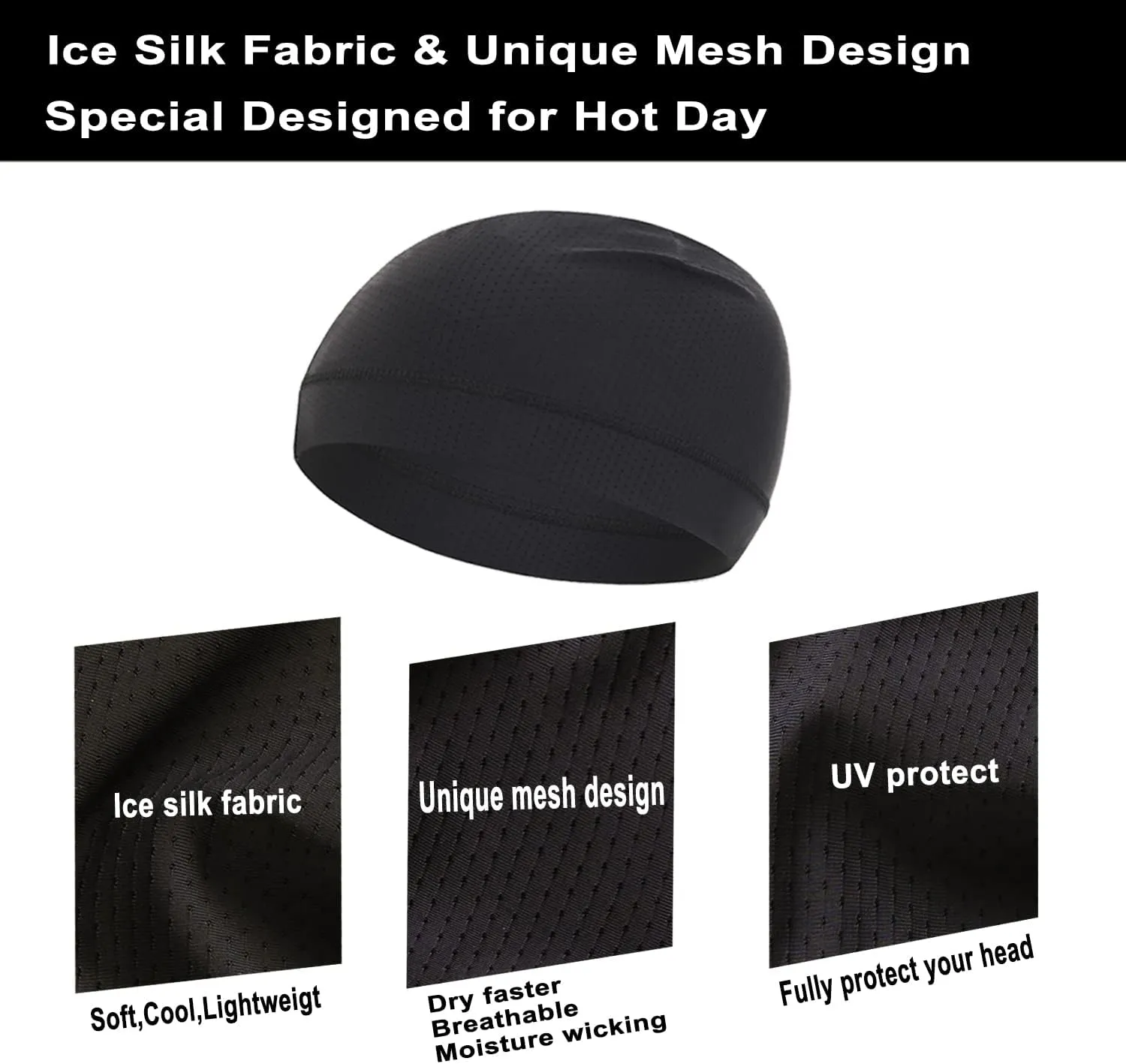 Mesh Dry-Fit Helmet Liner for Men Women,Cooling Skull Cap Moisture Wicking Breathable Summer Head Beanie
