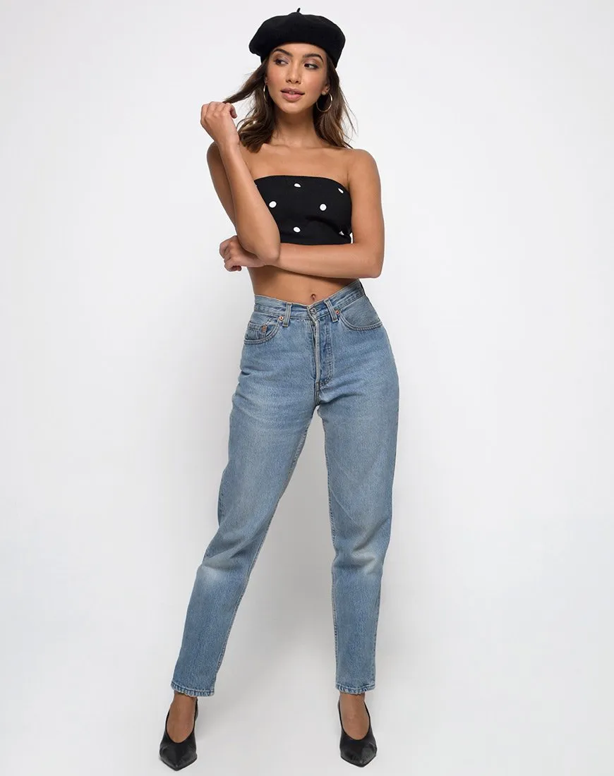 Nolia Tube Top in Black and White Polkadot