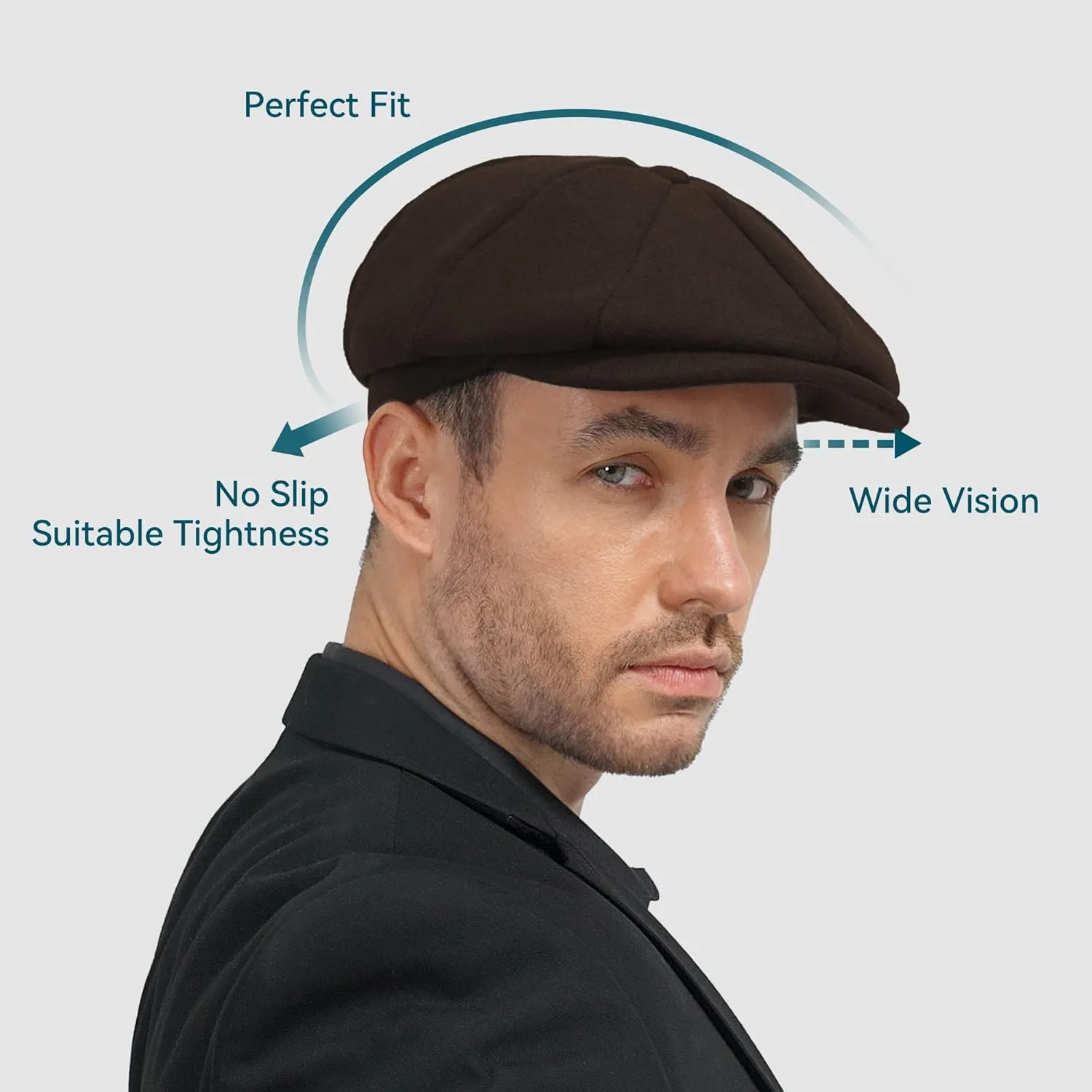 POUDAY Wool Blend Newsboy Cap for Men Irish Cap Newsboy Hat Newsies Cabbie Hat